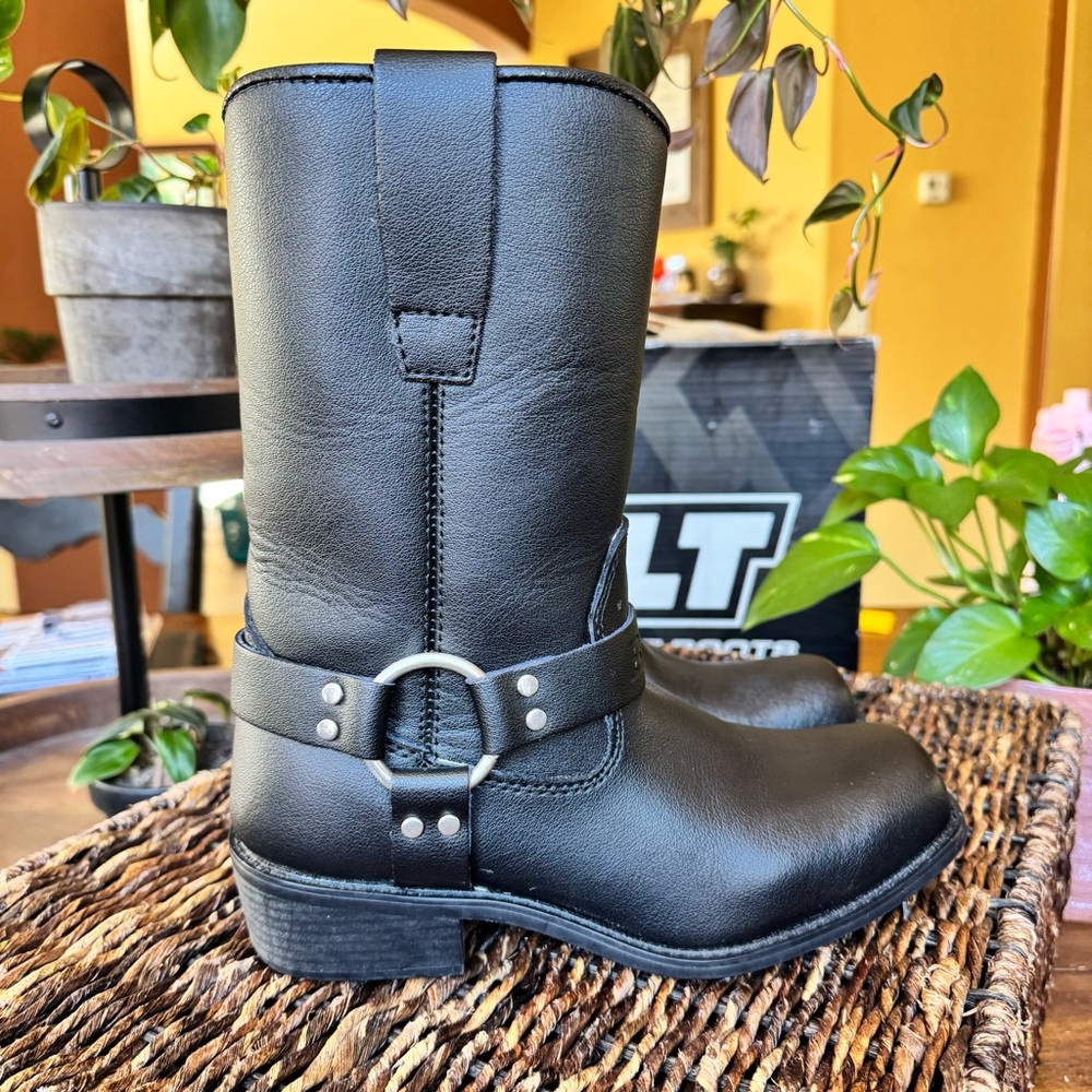 Bilt Cruiser Leather Slip-On Motorcycle Riding Boots Black Mid-Calf M 5 W 6.5